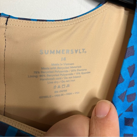 Summersalt x L.L. Bean full coverage one piece swimsuit blue check women size 18 - Picture 4 of 10